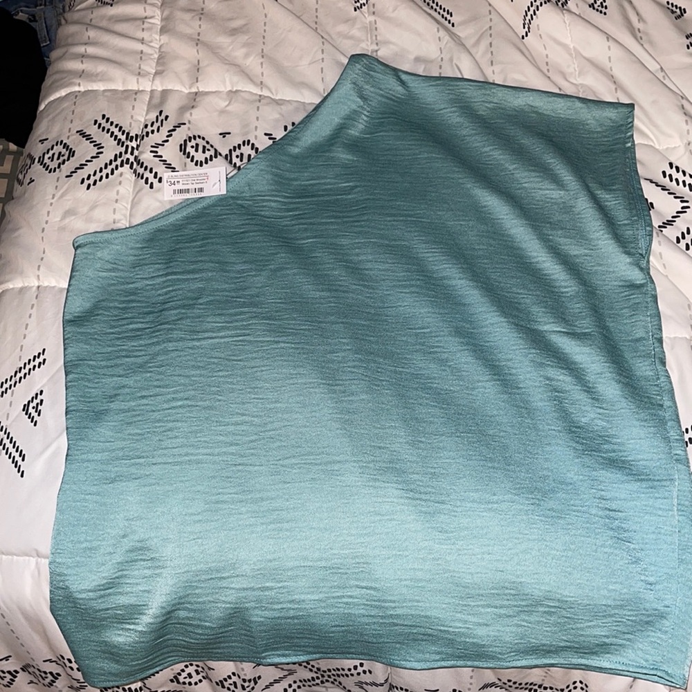 One shoulder (right shoulder exposed) Seafoam Top